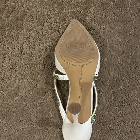 Vince Camuto White Heels with Sparkling Multicolor Straps - Picture 2 of 5